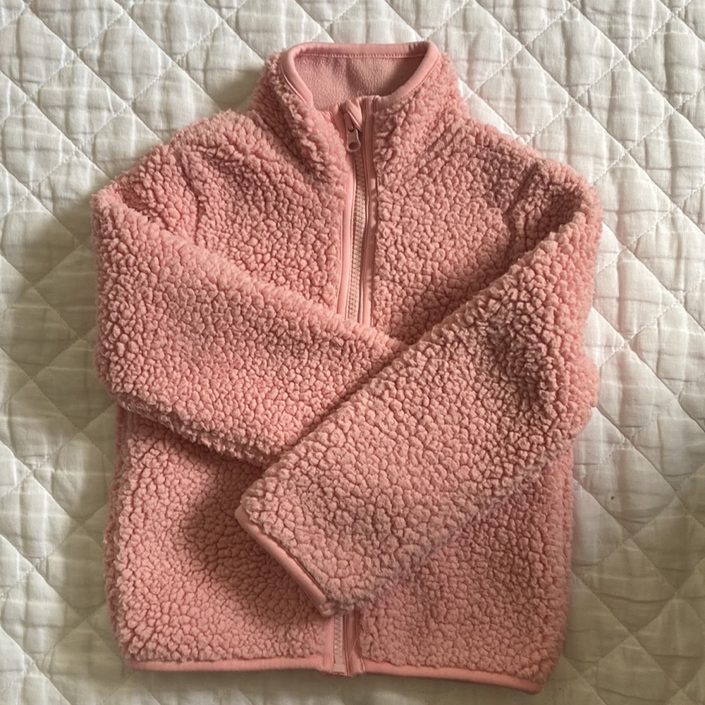 Joe Fresh Pink Fleece Full Zip Lightweight Jacket